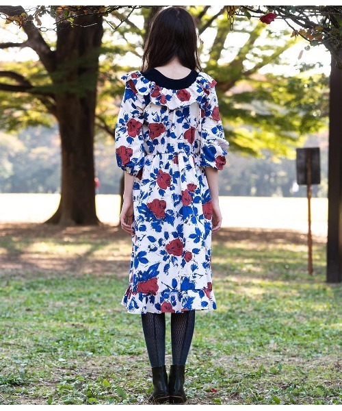 コットンシルクシャンタン セール ワンピース ラッフルドレス ワンピース Rope ロペ のファッション