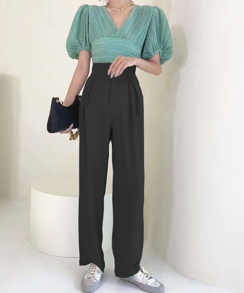 Futier land（フューティアランド）の「ピンタックワイドパンツ（その他パンツ・レディース・ブラック/ミント/ラベンダー・SMALL/MEDIUM/LARGE）」の2枚目の写真