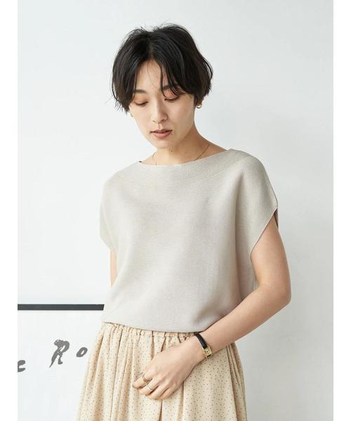 AMERICAN HOLIC（アメリカンホリック）の「ボートネックフレンチスリーブニットプルオーバー　〇＊（ニット/セーター・レディース・ブラック/キャメル/グレイッシュベージュ・FREE）」の18枚目の写真