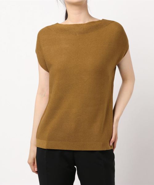 AMERICAN HOLIC（アメリカンホリック）の「ボートネックフレンチスリーブニットプルオーバー　〇＊（ニット/セーター・レディース・ブラック/キャメル/グレイッシュベージュ・FREE）」の6枚目の写真