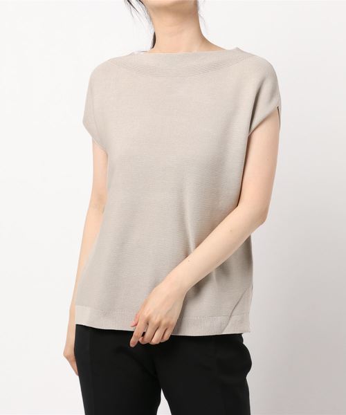 AMERICAN HOLIC（アメリカンホリック）の「ボートネックフレンチスリーブニットプルオーバー　〇＊（ニット/セーター・レディース・ブラック/キャメル/グレイッシュベージュ・FREE）」の7枚目の写真