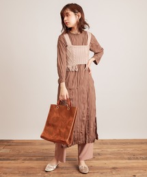 natural couture | 【WEB限定カラー有り】クリンクルカットワンピース+フリンジニットビスチェセット(ワンピース)