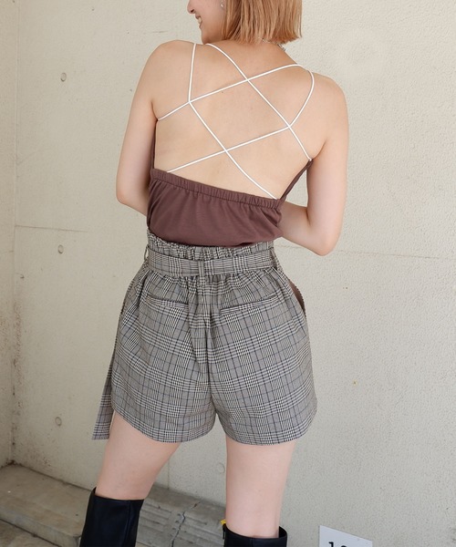 SPIRALGIRL（スパイラルガール）の「バックライン配色キャミソール（キャミソール・レディース・ブラック/ブラウン/ベージュ・FREE）」の12枚目の写真