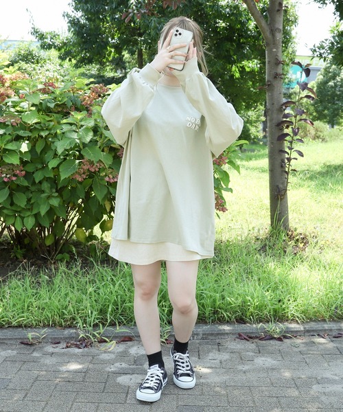 PairPair（ペアペア）の「サガラ刺繍バックロゴロンT(ユニセックス)（Tシャツ/カットソー・レディース・ミント/オフホワイト/スミクロ・FREE）」の13枚目の写真