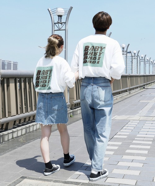 PairPair（ペアペア）の「サガラ刺繍バックロゴロンT(ユニセックス)（Tシャツ/カットソー・レディース・ミント/オフホワイト/スミクロ・FREE）」の5枚目の写真