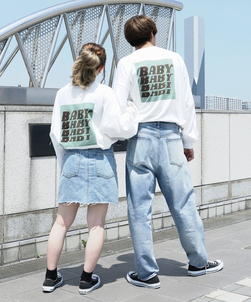 PairPair（ペアペア）の「サガラ刺繍バックロゴロンT(ユニセックス)（Tシャツ/カットソー・レディース・ミント/オフホワイト/スミクロ・FREE）」の4枚目の写真