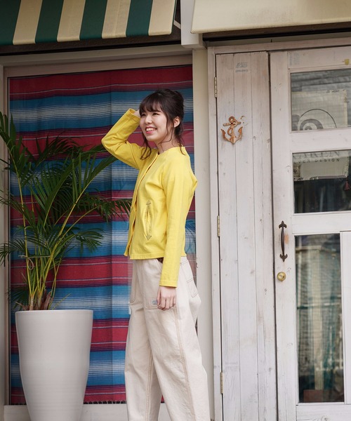 THE MORNING AFTER（ザ モーニング アフター）の「[ NANEA / ナネア ] 空紡糸10/-天竺 ノーカラーブルゾン（ブルゾン・レディース・イエロー/オレンジ/オフホワイト・FREE）」の6枚目の写真