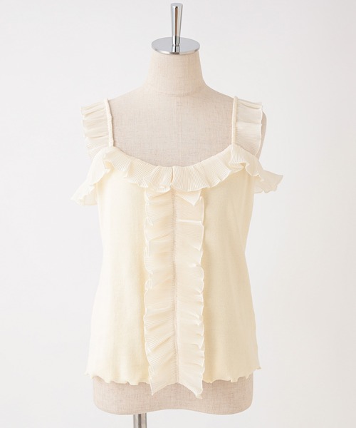 one after another NICE CLAUP（ワンアフターアナザーナイスクラップ）の「プリーツフリルテレコインナー（キャミソール・レディース・ベージュ/アイボリー/モカ・FREE）」の20枚目の写真
