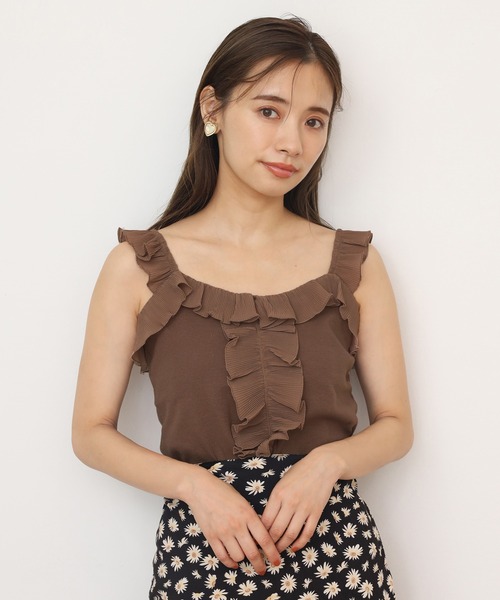 one after another NICE CLAUP（ワンアフターアナザーナイスクラップ）の「プリーツフリルテレコインナー（キャミソール・レディース・ベージュ/アイボリー/モカ・FREE）」の15枚目の写真