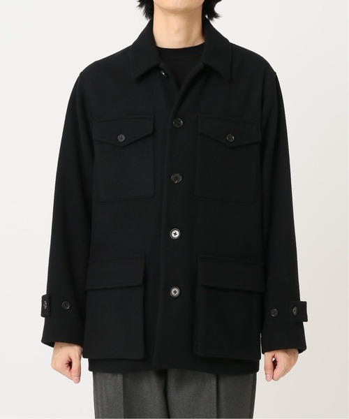 EDIFICE ミリタリージャケット　メルトン 本物エディフィスEDIFICEウールくるみボタンメルトンコートミリタリー