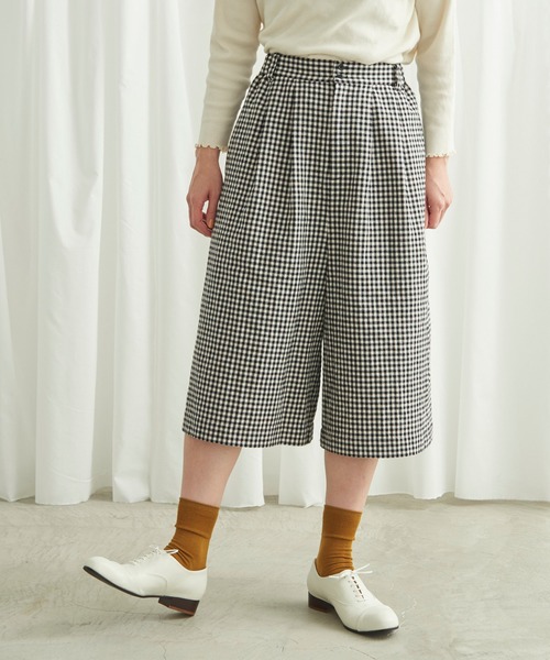 Lene（レネ）の「コットン/リネン チェック　ミドル丈キュロットパンツ（その他パンツ・レディース・ブラック/その他・FREE）」の6枚目の写真