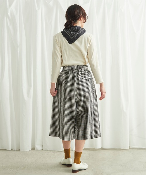 Lene（レネ）の「コットン/リネン チェック　ミドル丈キュロットパンツ（その他パンツ・レディース・ブラック/その他・FREE）」の14枚目の写真