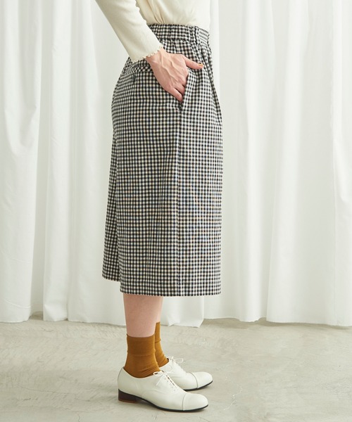 Lene（レネ）の「コットン/リネン チェック　ミドル丈キュロットパンツ（その他パンツ・レディース・ブラック/その他・FREE）」の9枚目の写真