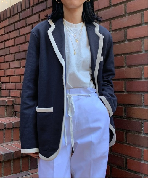 Oriens JOURNAL STANDARD(オリエンス ジャーナルスタンダード)の「パイピング ジャケット(テーラードジャケット・レディース・グリーン/ネイビー・SMALL/LARGE)」の18枚目の写真