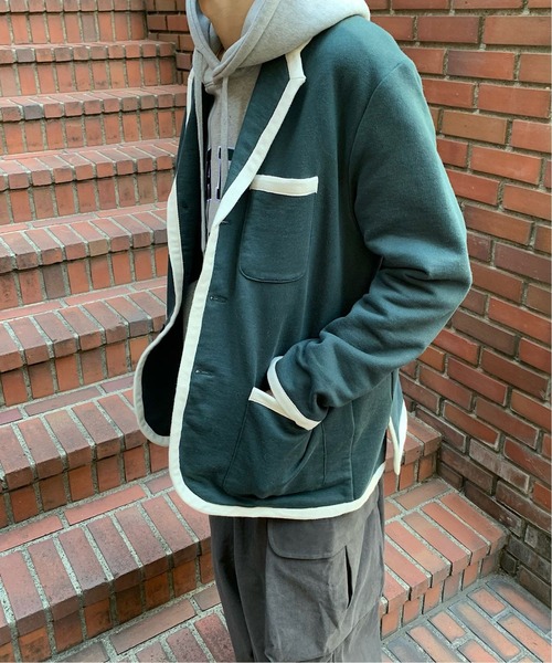 Oriens JOURNAL STANDARD(オリエンス ジャーナルスタンダード)の「パイピング ジャケット(テーラードジャケット・レディース・グリーン/ネイビー・SMALL/LARGE)」の3枚目の写真