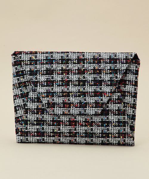 ROSE BUD(ローズバッド)の「(TOP BEAUTY)EVS11405-7258 TWEED CLUTCH BAG 【mina掲載】【otonaMUSE掲載】【mina掲載】【美人百花掲載】(クラッチバッグ・レディース・ホワイト/ロイヤルブルー・ONE SIZE)」の2枚目の写真