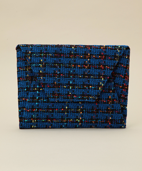ROSE BUD(ローズバッド)の「(TOP BEAUTY)EVS11405-7258 TWEED CLUTCH BAG 【mina掲載】【otonaMUSE掲載】【mina掲載】【美人百花掲載】(クラッチバッグ・レディース・ホワイト/ロイヤルブルー・ONE SIZE)」の1枚目の写真