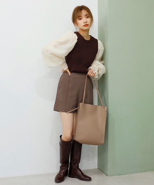 one after another NICE CLAUP（ワンアフターアナザーナイスクラップ）の「シンプルショート パンツ（その他パンツ・レディース・ブラック/アイボリー/モカ・FREE）」の10枚目の写真