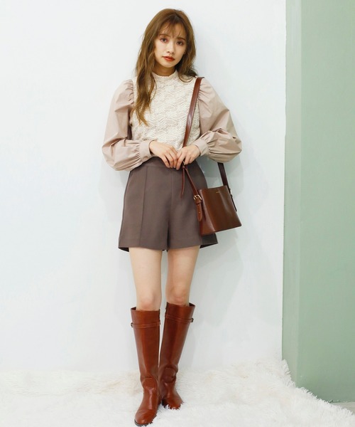 one after another NICE CLAUP（ワンアフターアナザーナイスクラップ）の「シンプルショート パンツ（その他パンツ・レディース・ブラック/アイボリー/モカ・FREE）」の12枚目の写真