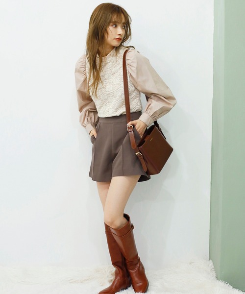 one after another NICE CLAUP（ワンアフターアナザーナイスクラップ）の「シンプルショート パンツ（その他パンツ・レディース・ブラック/アイボリー/モカ・FREE）」の14枚目の写真