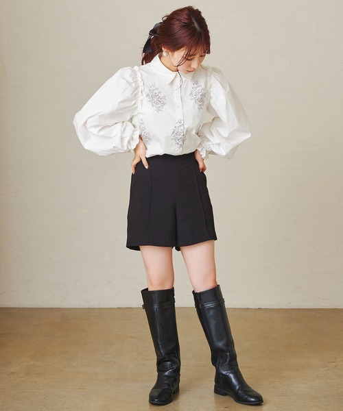 one after another NICE CLAUP（ワンアフターアナザーナイスクラップ）の「シンプルショート パンツ（その他パンツ・レディース・ブラック/アイボリー/モカ・FREE）」の5枚目の写真