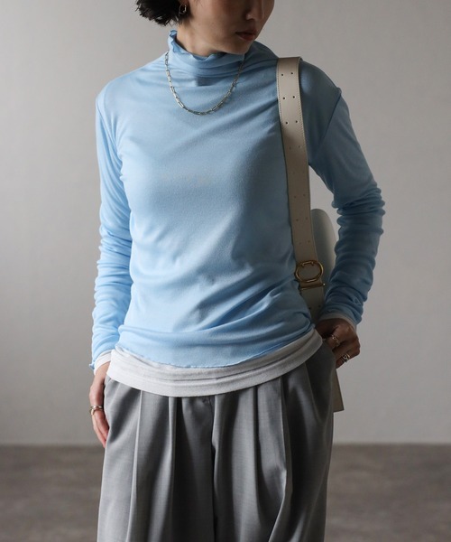 Bonjour Sagan（ボンジュールサガン）の「シアータートルプルオーバー（Tシャツ/カットソー・レディース・ライトグレー/オフホワイト/ブラック/ベージュ/グレイッシュベージュ/ライトブルー/チャコールグレー/グレー・FREE）」の8枚目の写真