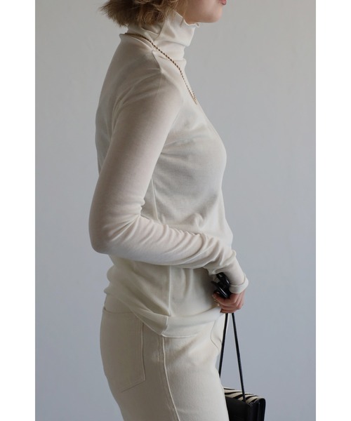 Bonjour Sagan（ボンジュールサガン）の「シアータートルプルオーバー（Tシャツ/カットソー・レディース・ライトグレー/オフホワイト/ブラック/ベージュ/グレイッシュベージュ/ライトブルー/チャコールグレー/グレー・FREE）」の18枚目の写真