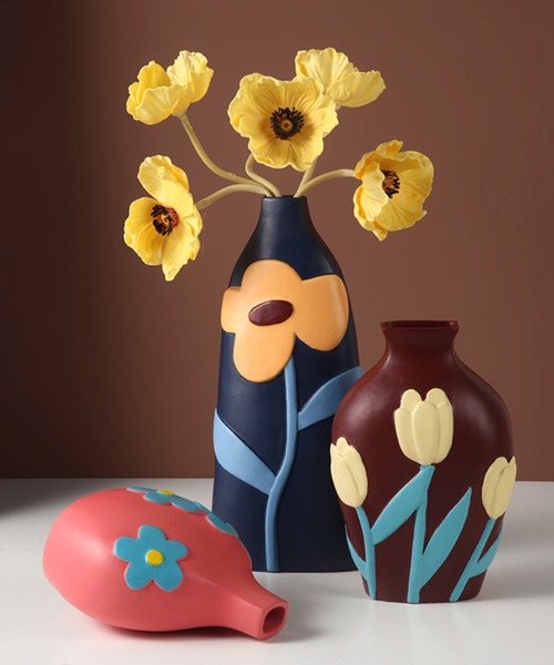 aimoha（アイモハ）の「カラフルなお花の陶器花瓶（フラワーベース・レディース・チョコ/ネイビー/ピンク・1/3/2）」の19枚目の写真
