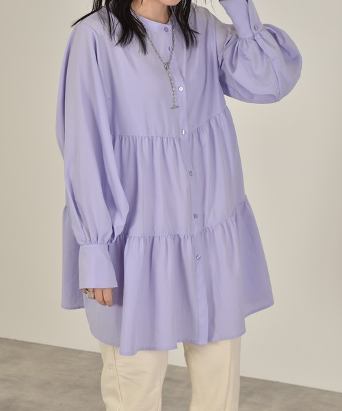 W closet チュニックブラウス新品未使用　お値下げ 小さいサイズ/洗濯機で洗える】ピンタックデザインチュニック