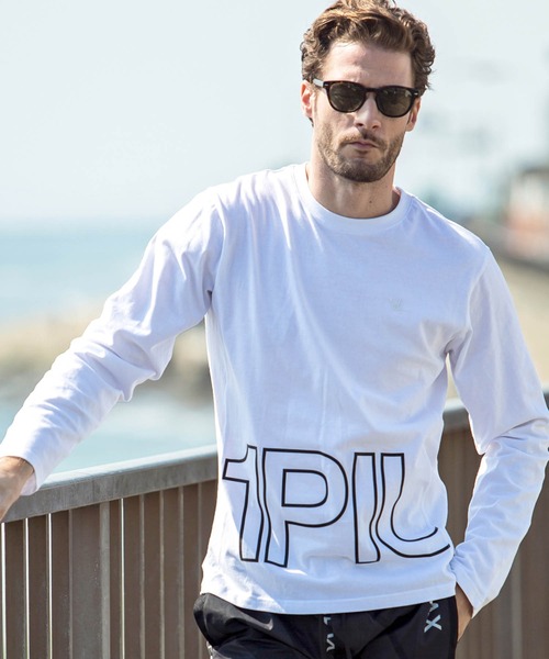 1piu1uguale3 RELAX（ウノピュウノウグァーレトレリラックス）の「1PIU1UGUALE3 RELAX(ウノピゥウノウグァーレトレ)ハイデンシティBIGロゴ長袖Tシャツ（Tシャツ/カットソー・メンズ・ブラック/グレー/ホワイト・S/XL/M/XXL/L）」の2枚目の写真