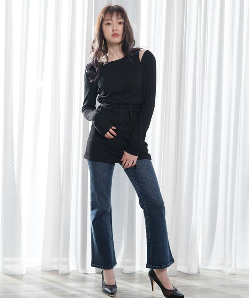 LIPSERVICE(リップサービス)の「アシメレイヤードSETトップス(Tシャツ/カットソー・レディース・ブラック/ピンク/アイボリー・FREE)」の7枚目の写真