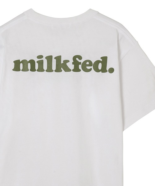 MILKFED.（ミルクフェド）の「BASIC COOPER S/S TEE/シンプル バックプリント 半袖Tシャツ（Tシャツ/カットソー・レディース・ホワイト/ネイビー/チャコールグレー/オフホワイト/ブラック/ベージュ/オリーブ/ライトパープル/ライトグリーン/パープル・SMALL/MEDIUM）」の7枚目の写真