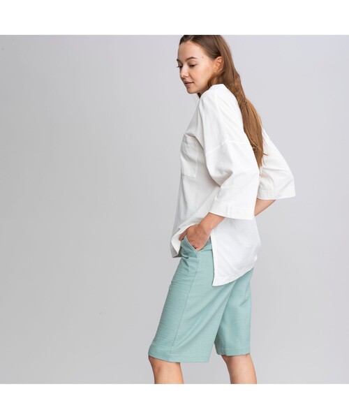 AIGLE（エーグル）の「クレープオーバー Ｔシャツ（Tシャツ/カットソー・レディース・ホワイト/ベージュ・S/M/L）」の3枚目の写真