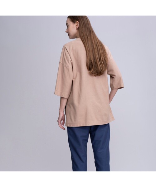 AIGLE（エーグル）の「クレープオーバー Ｔシャツ（Tシャツ/カットソー・レディース・ホワイト/ベージュ・S/M/L）」の4枚目の写真