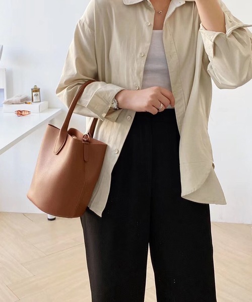 Port(ポート)の「バケツ型 ワンハンドル トートバッグ # / バケツバッグ(トートバッグ・レディース・アイボリー/ダークブラウン/ブラック/キャメル・FREE)」の13枚目の写真