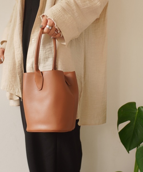 Port(ポート)の「バケツ型 ワンハンドル トートバッグ # / バケツバッグ(トートバッグ・レディース・アイボリー/ダークブラウン/ブラック/キャメル・FREE)」の18枚目の写真