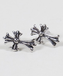 ヴィンテージライクシルバーワンポイントピアス/クロス/ローズ