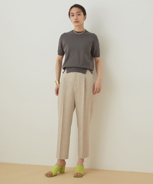 ADAM ET ROPE'（アダムエロペ）の「＜洗える＞【セットアップ対応】リネンライクテーパードパンツ（スラックス・レディース・キナリ/ベージュ/ミント・36/38）」の10枚目の写真