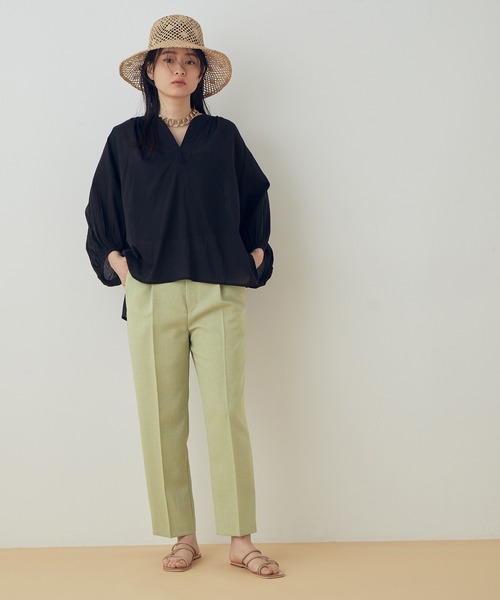 ADAM ET ROPE'（アダムエロペ）の「＜洗える＞【セットアップ対応】リネンライクテーパードパンツ（スラックス・レディース・キナリ/ベージュ/ミント・36/38）」の18枚目の写真