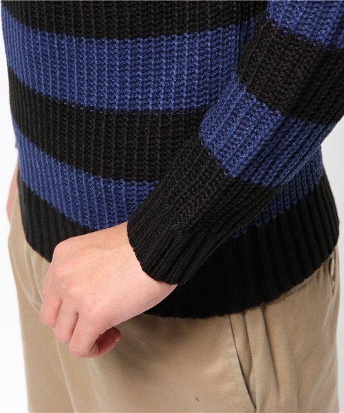 WEGO（ウィゴー）の「WEGO/畦編みボーダーニット（ニット/セーター・メンズ・ホワイト/ブルー・MEDIUM/LARGE）」の7枚目の写真