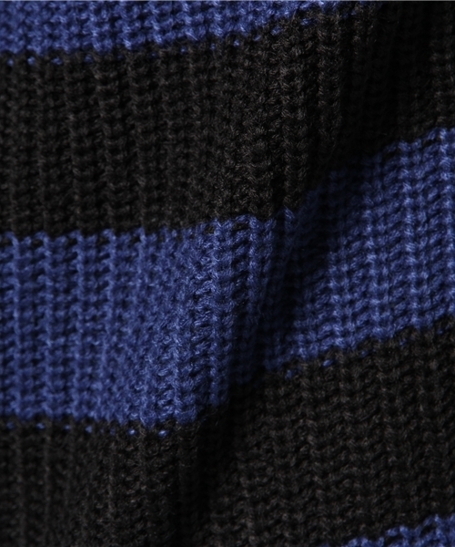 WEGO（ウィゴー）の「WEGO/畦編みボーダーニット（ニット/セーター・メンズ・ホワイト/ブルー・MEDIUM/LARGE）」の8枚目の写真