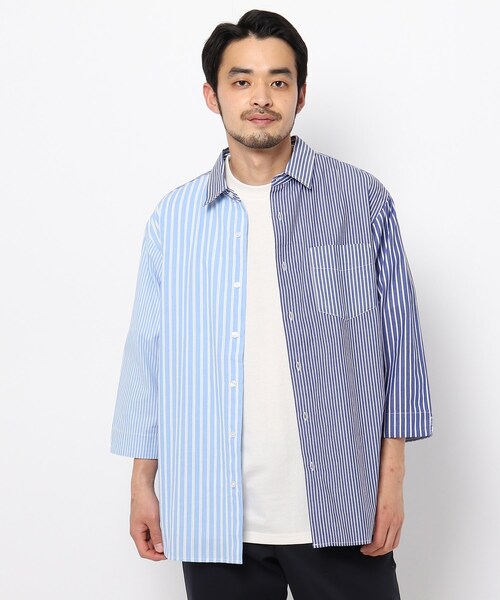 THE SHOP TK （ザ ショップ ティーケー ）の「◆クレイジーストライプシャツ（シャツ/ブラウス・メンズ・ブルー系2/ブラック系2・02/03/04）」の2枚目の写真