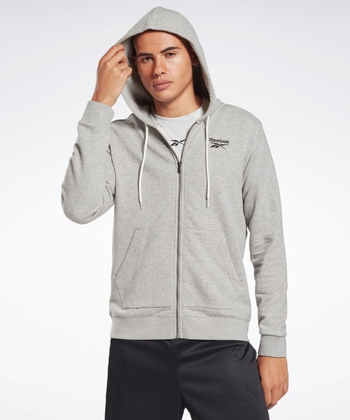 Reebok(リーボック)の「 アイデンティティ ジップアップ フーディー / Identity Zip-Up Hoodie(ブルゾン・メンズ・ネイビー/ブラック/ヘザーグレー・XXX-LARGE/LARGE/X-LARGE/XX-LARGE/MEDIUM/SMALL/X-SMALL)」の2枚目の写真