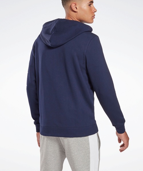 Reebok(リーボック)の「 アイデンティティ ジップアップ フーディー / Identity Zip-Up Hoodie(ブルゾン・メンズ・ネイビー/ブラック/ヘザーグレー・XXX-LARGE/LARGE/X-LARGE/XX-LARGE/MEDIUM/SMALL/X-SMALL)」の4枚目の写真