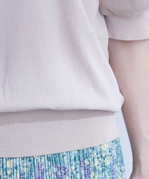 VIS（ビス）の「【新色追加】上品な雰囲気で魅せる袖オーガーンジー半袖プルオーバー（Tシャツ/カットソー・レディース・ホワイト/ブラック/ベージュ/ライトグリーン/パープル/ブルー/ピンク/ピンク系その他2/キナリ/ベージュ系その他2・FREE）」の20枚目の写真