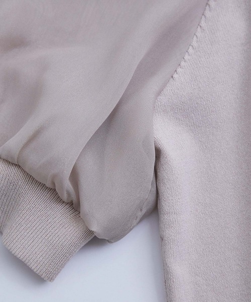 VIS（ビス）の「【新色追加】上品な雰囲気で魅せる袖オーガーンジー半袖プルオーバー（Tシャツ/カットソー・レディース・ホワイト/ブラック/ベージュ/ライトグリーン/パープル/ブルー/ピンク/ピンク系その他2/キナリ/ベージュ系その他2・FREE）」の13枚目の写真
