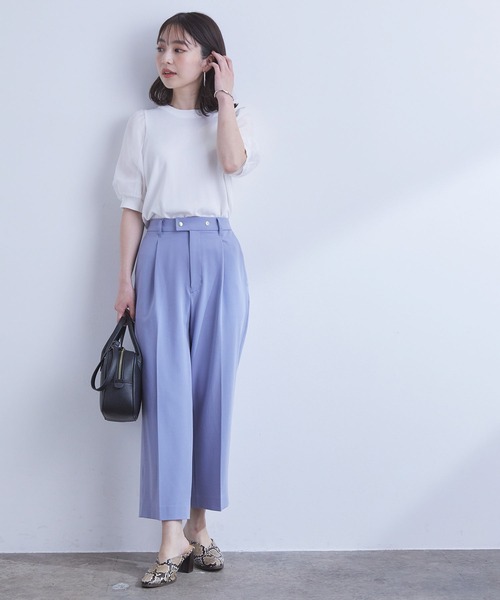 VIS（ビス）の「【新色追加】上品な雰囲気で魅せる袖オーガーンジー半袖プルオーバー（Tシャツ/カットソー・レディース・ホワイト/ブラック/ベージュ/ライトグリーン/パープル/ブルー/ピンク/ピンク系その他2/キナリ/ベージュ系その他2・FREE）」の17枚目の写真