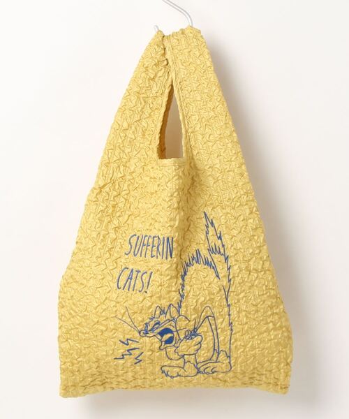 FLAPPER(フラッパー)の「Flapper トムとジェリー刺繍アート収納バッグ(エコバッグ/サブバッグ・レディース・ホワイト/ブラック/サックスブルー/イエロー・FREE)」の4枚目の写真