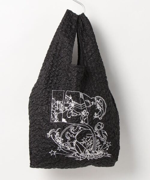 FLAPPER(フラッパー)の「Flapper トムとジェリー刺繍アート収納バッグ(エコバッグ/サブバッグ・レディース・ホワイト/ブラック/サックスブルー/イエロー・FREE)」の2枚目の写真