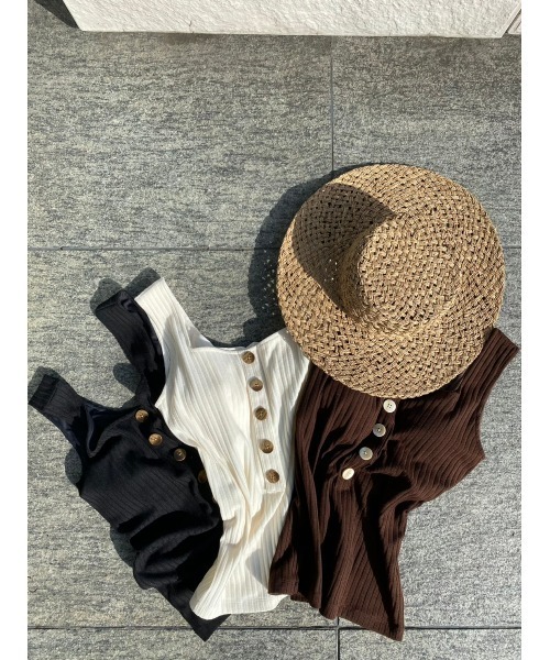 TRUNC（トランクエイティーエイト）の「Front Button Rib TOPS（タンクトップ・レディース・アイボリー/ブラック/ブラウン・FREE）」の10枚目の写真